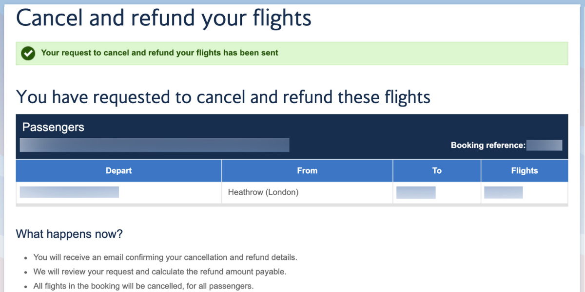 cancel & refund British airways